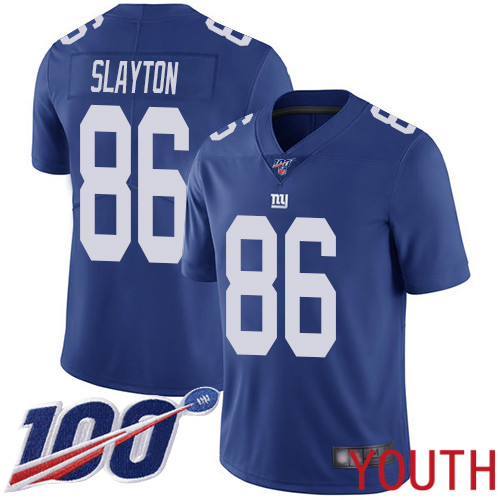 Youth New York Giants #86 Darius Slayton Royal Blue Team Color Vapor Untouchable Limited Player 100th Season Football NFL Jersey